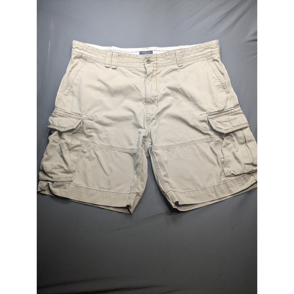 Polo Ralph Lauren Classic Polo Chino Cargo Shorts Mens 42 Tan Khaki Cotton Twill
